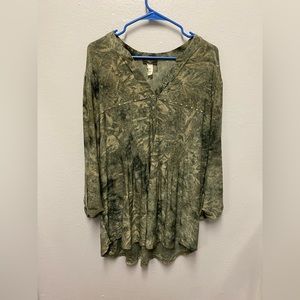 Verarose Women Green 3/4 Sleeve Blouse. Size 3X.